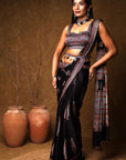 Black Pine Ajrakh Modal Silk Saree