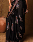 Black Pine Ajrakh Modal Silk Saree