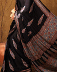 Black Pine Ajrakh Modal Silk Saree