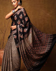 Ajrakh Modal Silk Saree