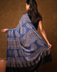 Blue Minkundi Ajrakh Modal Silk Saree