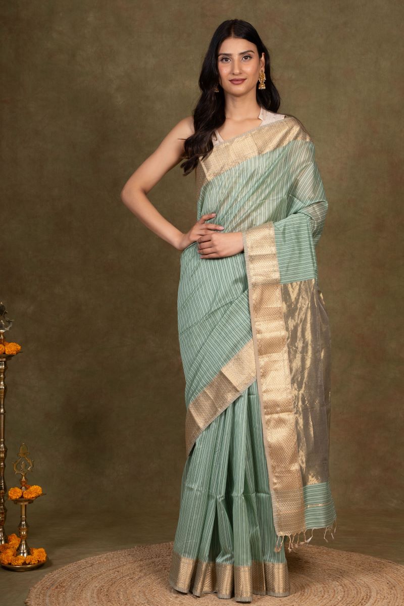 Tissue Pallu Maheshwari Silk Saree