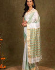 Zari Border Maheshwari Cotton Silk Saree