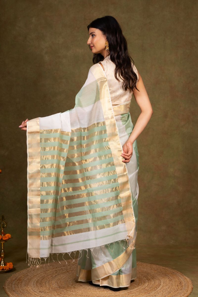 Zari Border Maheshwari Cotton Silk Saree