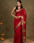 Crimson Gold Maheshwari Silk Saree