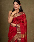 Crimson Gold Maheshwari Silk Saree