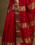 Crimson Gold Maheshwari Silk Saree