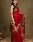 Crimson Gold Maheshwari Silk Saree