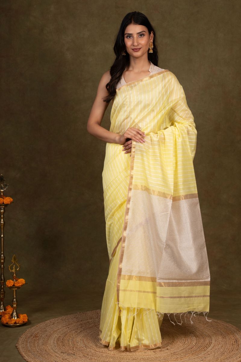 Dune Gold Ghicha Bliss Maheshwari Silk Saree