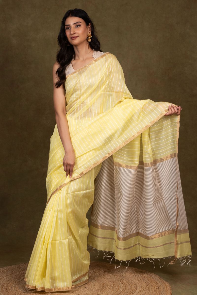 Dune Gold Ghicha Bliss Maheshwari Silk Saree