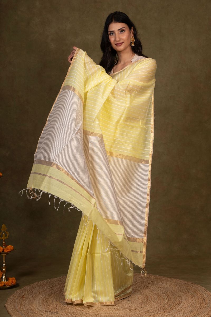 Dune Gold Ghicha Bliss Maheshwari Silk Saree