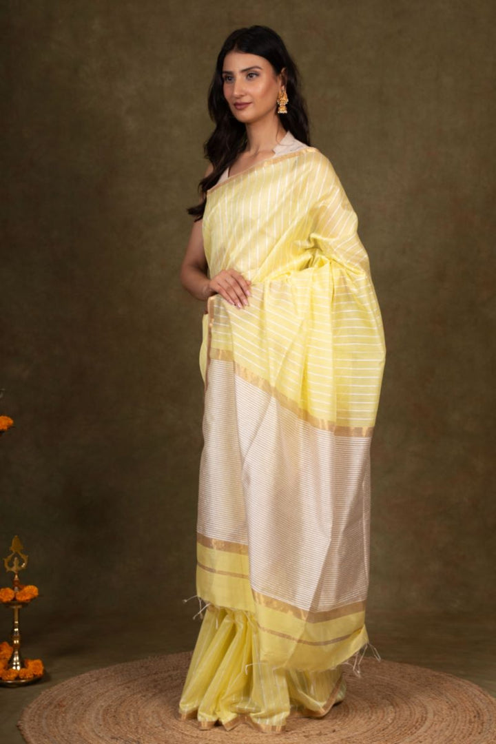 Dune Gold Ghicha Bliss Maheshwari Silk Saree