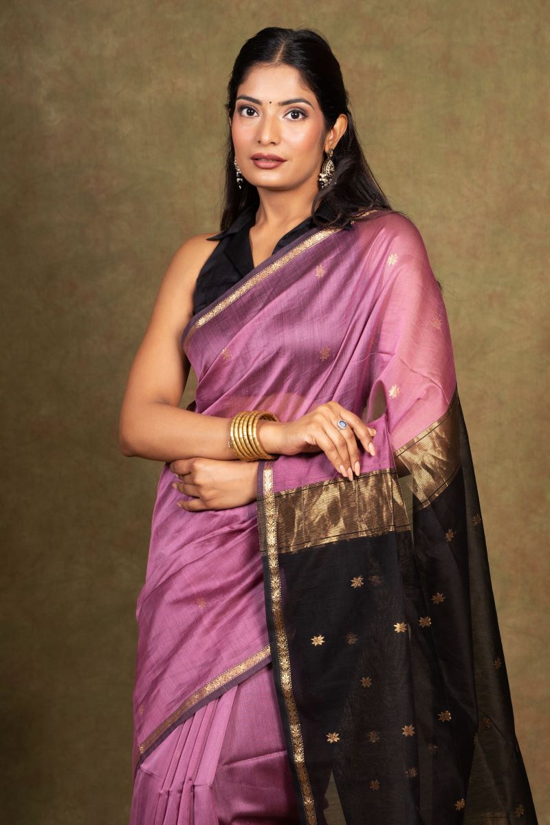 Purple Maheshwari Silk Saree