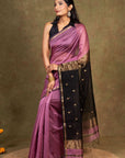 Purple Black Maheshwari Silk Saree