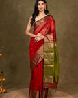 Red Maheshwari Cotton Silk Saree