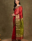 Zari Border Maheshwari Cotton Silk Saree