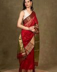 Zari Border Maheshwari Cotton Silk Saree