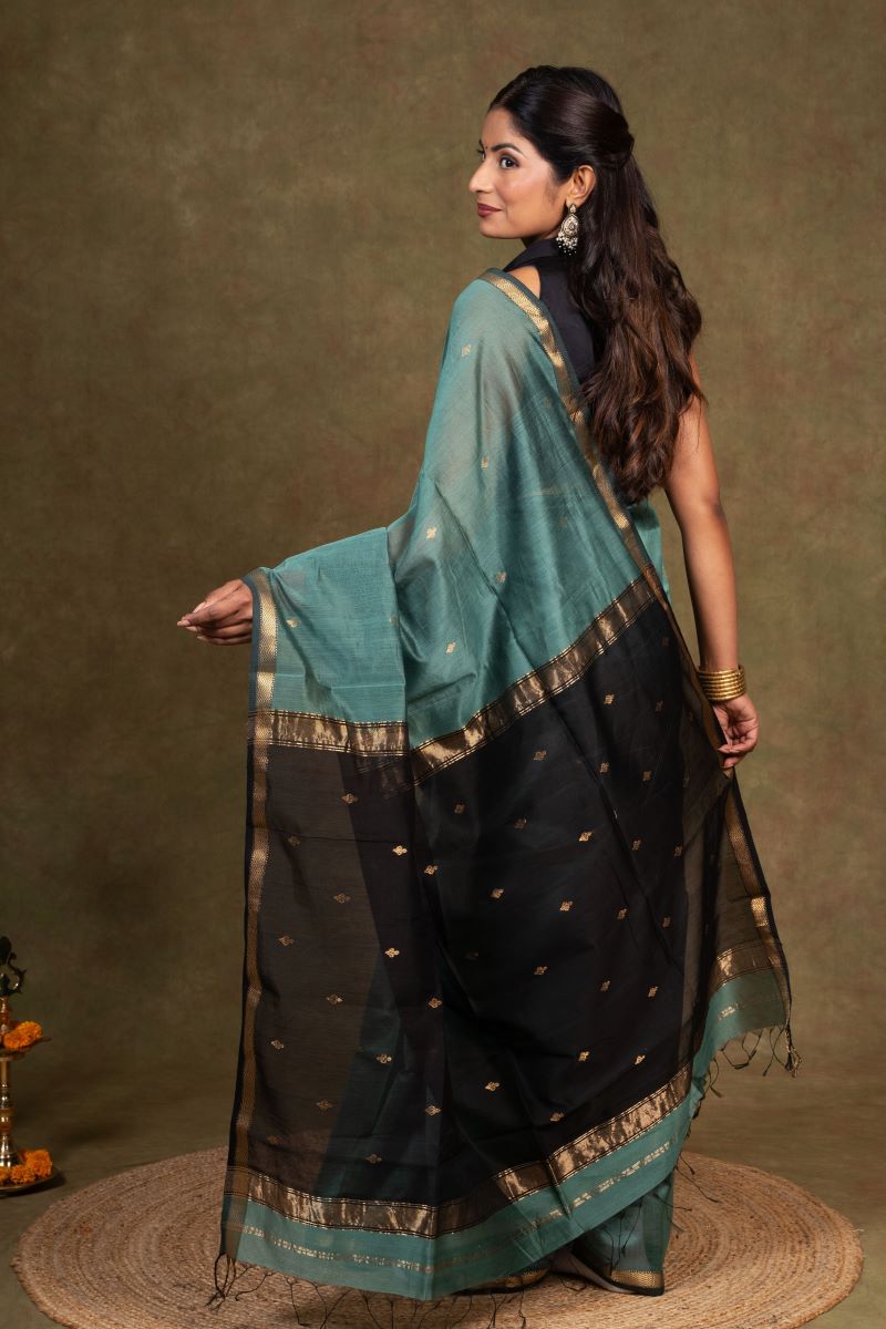 zari border Maheshwari Silk Saree