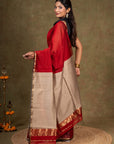 Red Maheshwari Silk Saree