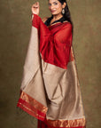 Ghicha Pallu Red Maheshwari Cotton Silk Saree