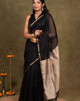 Black Maheshwari Cotton Silk Saree