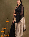 Black Maheshwari Silk Saree