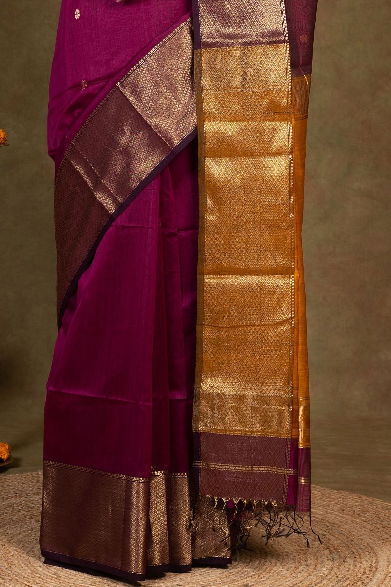 Zari Border Maheshwari Silk Saree