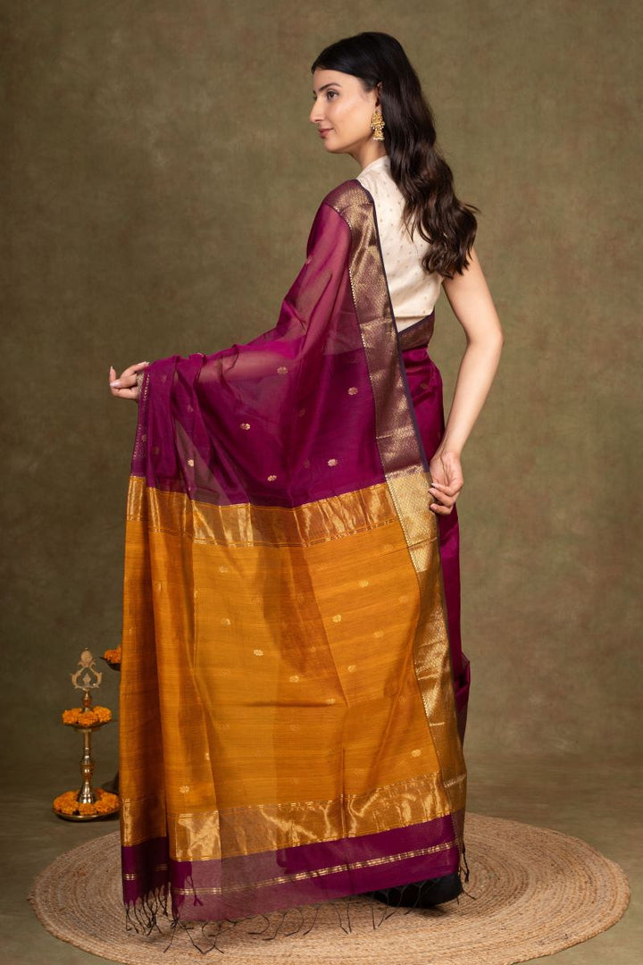 Zari Border Maheshwari Silk Saree