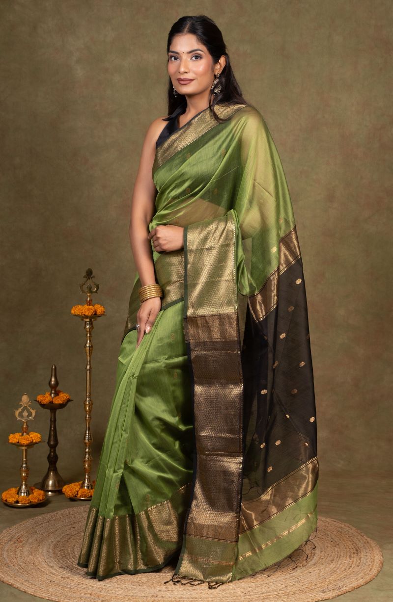 Zari Border Maheshwari Silk Saree