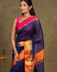 Blue Maheshwari Cotton Silk Saree