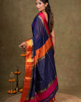 Blue Maheshwari Silk Saree