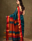 Teal Maheshwari Saree