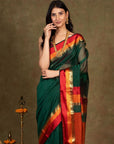 Green Maheshwari Cotton Silk Saree