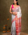 Silver Shine Tissue Silk Maheshwari Saree