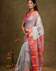 Silver Shine Tissue Silk Maheshwari Saree