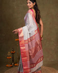 Silver Shine Tissue Silk Maheshwari Saree