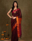 Aaruni Glow Resham Border Maheshwari Silk Saree