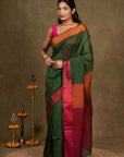 Rustic Grove Resham Border Maheshwari Silk Saree