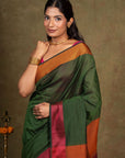 Rustic Grove Resham Border Maheshwari Silk Saree