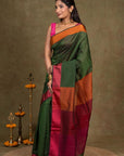 Rustic Grove Resham Border Maheshwari Silk Saree