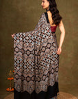 Black Ajrakh Modal Silk Saree