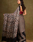 Black Ajrakh Modal Silk Saree