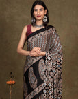 Black Chevron By Paisley Ajrakh Modal Silk Saree