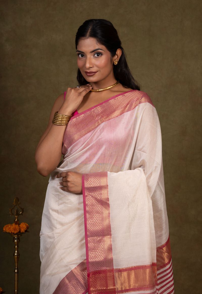 Tissue Silk Maheshwari Saree