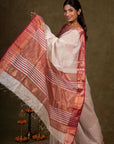 White Tissue Silk Maheshwari Saree