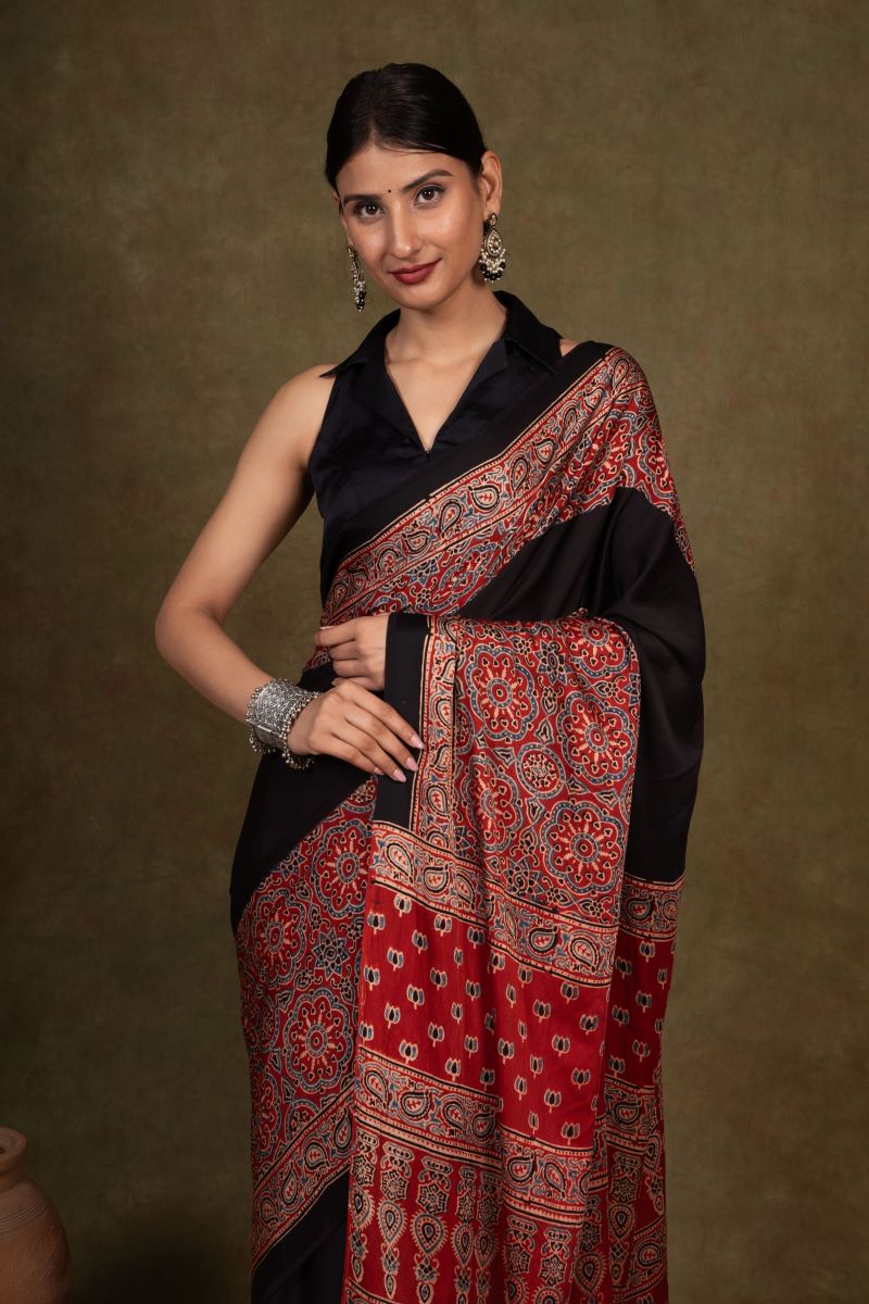 Modal Silk Ajrakh Saree