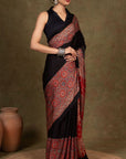 Black Modal Silk Ajrakh Saree