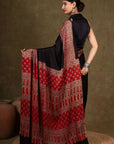 Black Ajrakh Modal Silk Saree