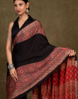 Black Ajrakh Silk Saree