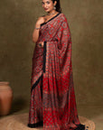 Red String Minkundi Ajrakh Modal Silk Saree